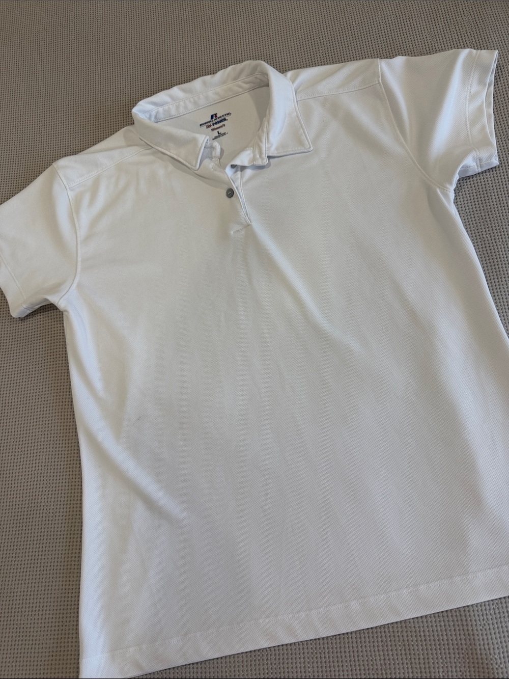 Russell Athletic White Polo Shirt with Short Sleeves